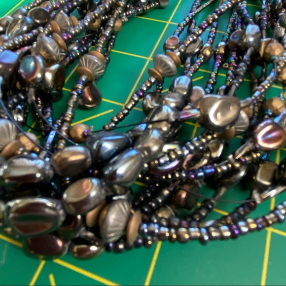 Chico's 16 Strands of Prismatic Beads Gold Tone Chain - Picture 3 of 4